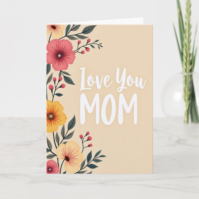 Floral Beige Greeting Card (Front)