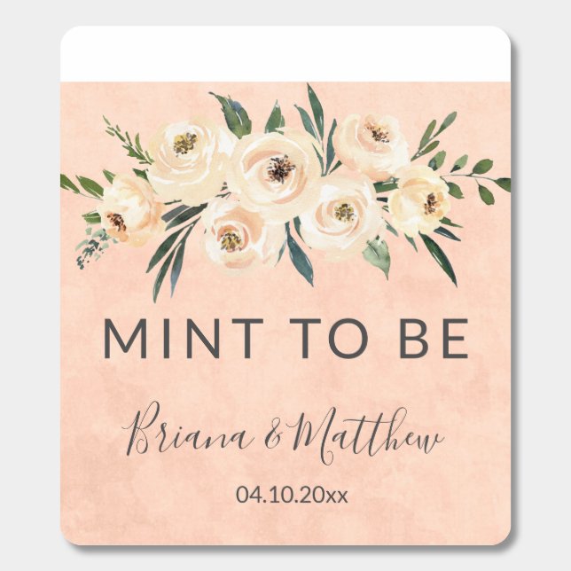 Floral Beige Mint Wedding Favors (Sticker)