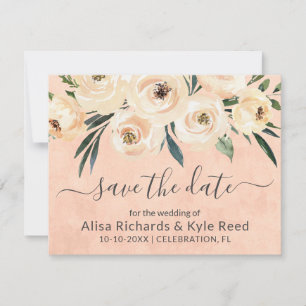 Floral Beige Roses Gold on Pink  Announcement