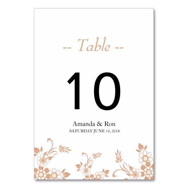 Floral Beige Table Card Number (Front)