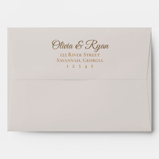 Floral Beige Wedding Invitation Envelope (Back (Top Flap))