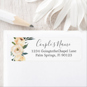 Floral Beige White Wedding Return Address Label
