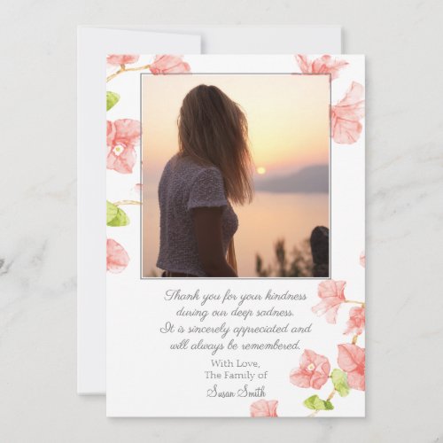 Floral Bereavement Funeral Thank You Card