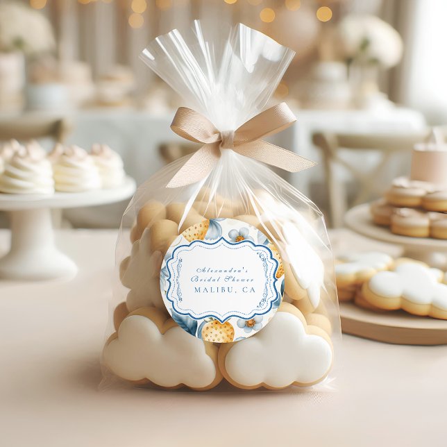 Floral Berry Chic Bridal Shower Classic Round Sticker (Creator Uploaded)