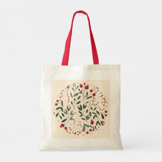 Floral Berry Circle Design Tote Bag