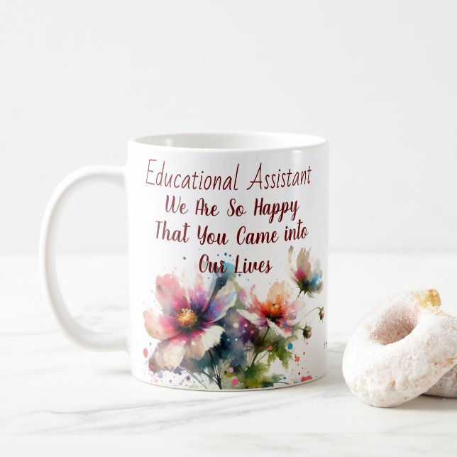 Floral Berry Colors/ Educational Assistant  Coffee Mug (With Donut)