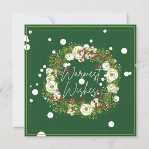 Floral berry snow green Christmas Holiday Card