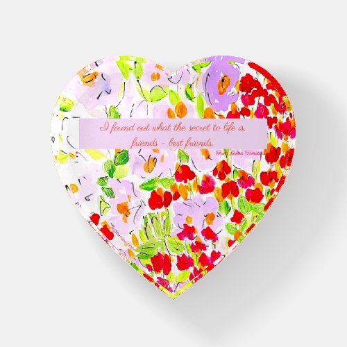 Floral best friends heart shaped Paperweight