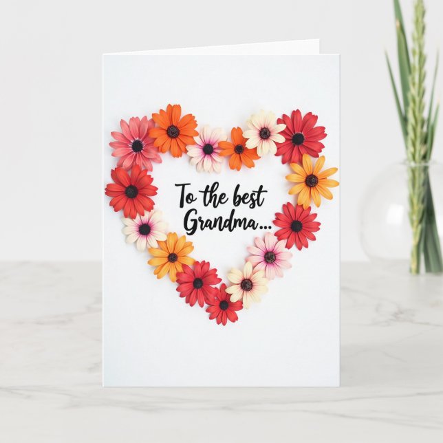 Floral Best Grandma Card (Front)