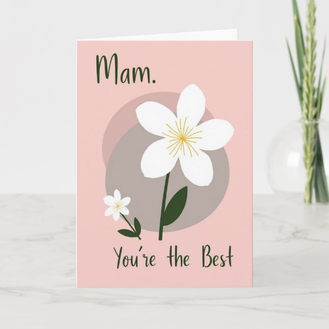 Floral Best Mam Illustration Card (Front)
