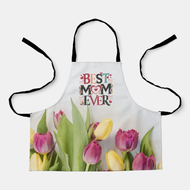 Floral Best Mom Ever Apron (Front)