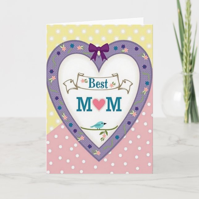 Floral Best Mom Illustration Card (Front)