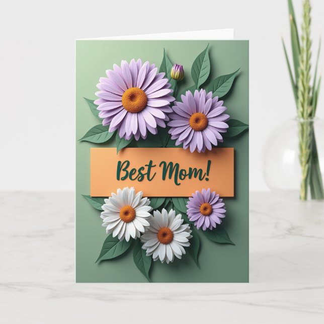 Floral Best Mom Mothers Day Card (Front)
