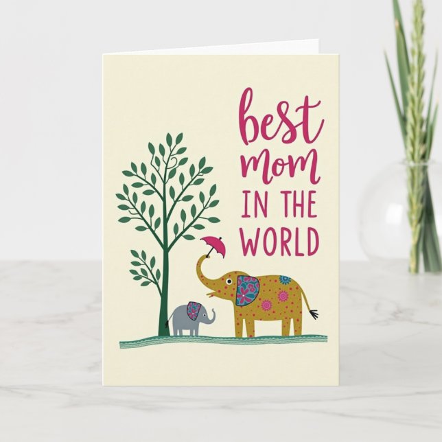 Floral Best Mom World Card (Front)
