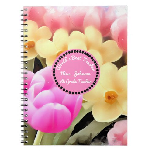 Floral Best Teacher Personalized  Notebook