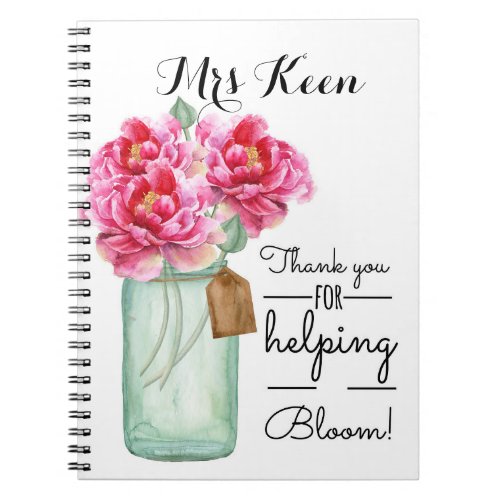 floral Best Teacher retirement leaving gift Notebo Notebook