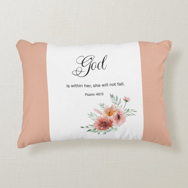 Floral Bible Verse Accent Pillow (Front)