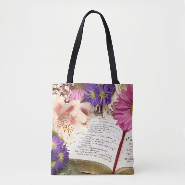 Floral Bible Verse All-Over Print Tote Bag (Front)