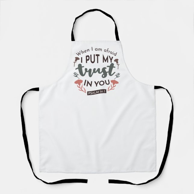 Floral Bible Verse Art 'I Put My Trust in You' Apron (Front)