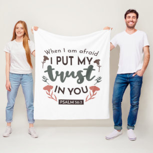 Floral Bible Verse Art 'I Put My Trust in You' Fleece Blanket