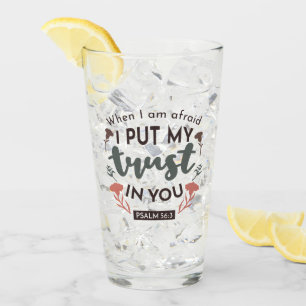 Floral Bible Verse Art 'I Put My Trust in You' Glass