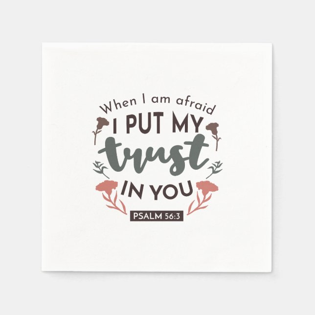 Floral Bible Verse Art 'I Put My Trust in You' Napkins (Front)