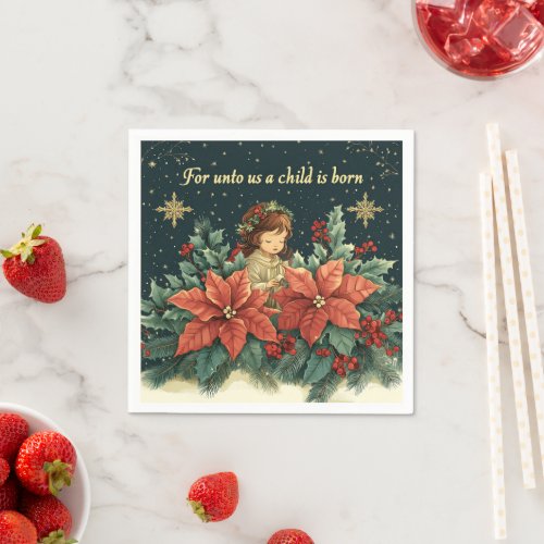 Floral Bible Verse Christmas Child Decoupage Napkins