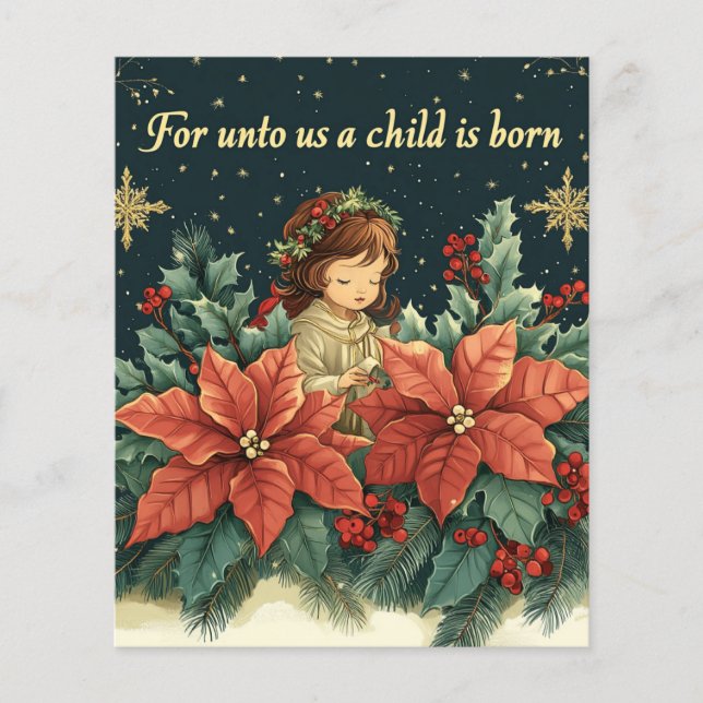 Floral Bible Verse Christmas Child Scrapbook Paper (Front)
