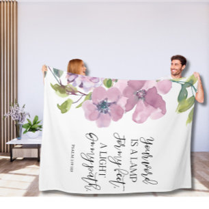 Floral Bible verse fleece blanket