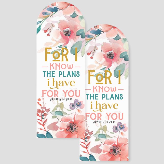 Floral Bible Verse Jeremiah 21:11 Bookmarks (Front & Back)