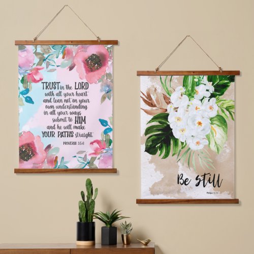 Floral Bible Verse Set of two Hanging Tapestry
