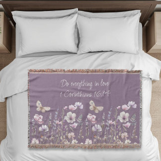 Floral Bible Verse Throw Blanket