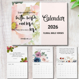 Floral Bible Verse Wall Calendar 2026