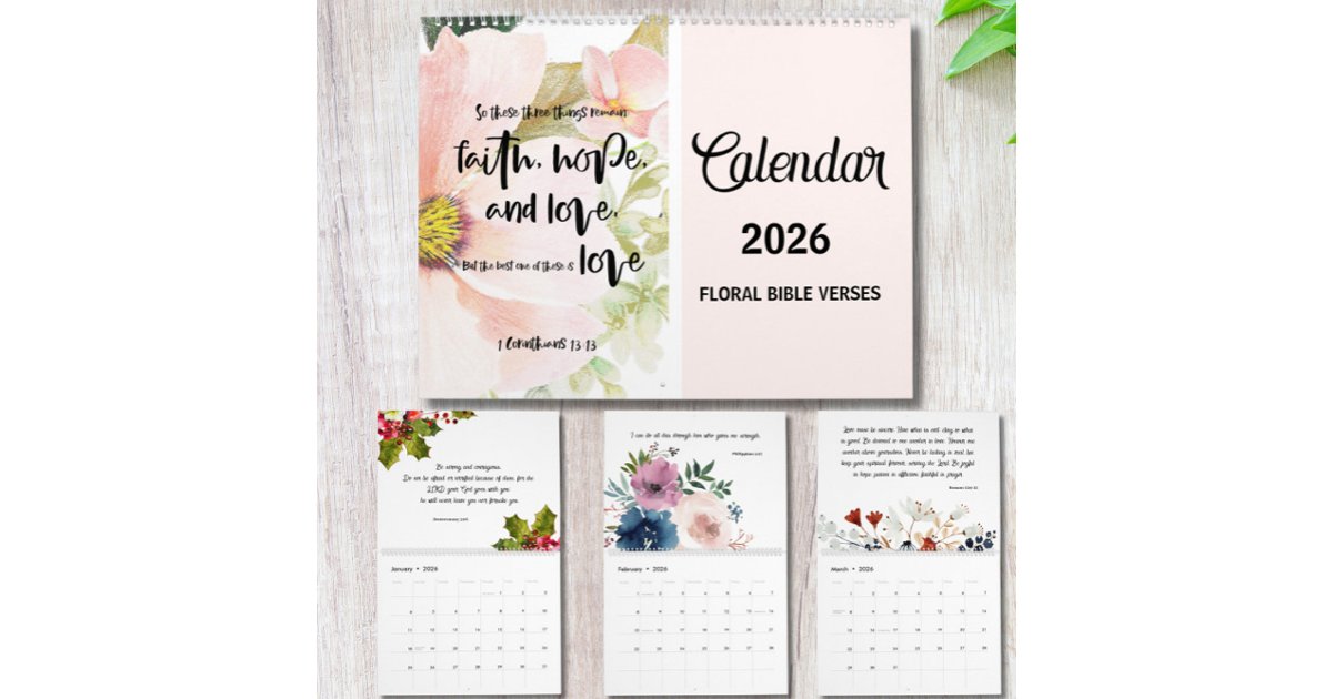 Floral Bible Verse Wall Calendar 2026 | Zazzle