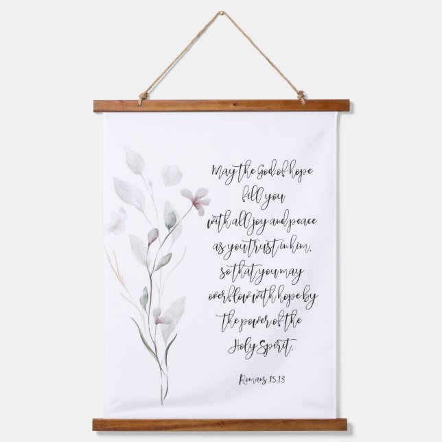 Floral Bible verse Wall  Hanging Tapestry (Front)
