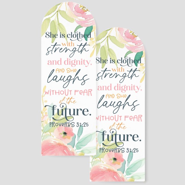Floral Bible VerseProverbs 31:25 Bookmarks (Front & Back)