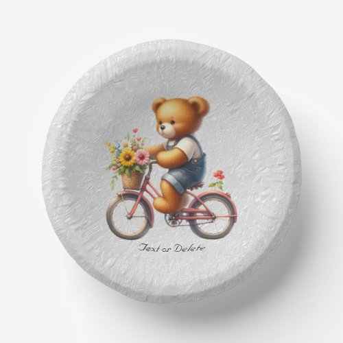 Floral Bicycle Bear Paper Bowl