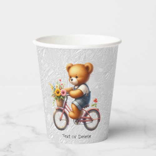 Floral Bicycle Bear Paper Cups