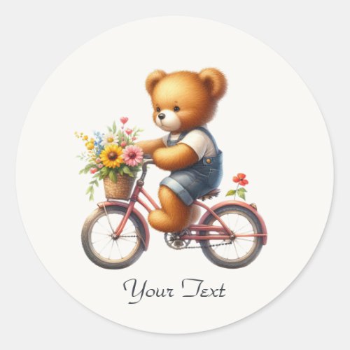 Floral Bicycle Bear Sticker