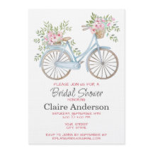 Floral Bicycle Bridal Shower Invitation,