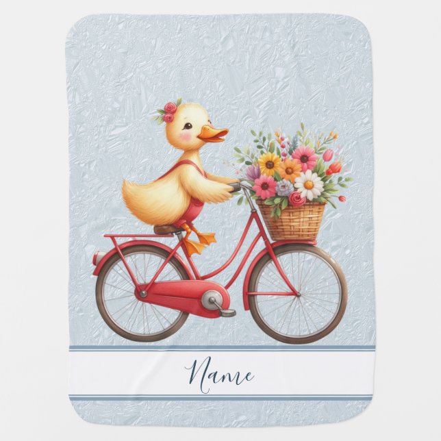 Floral Bicycle Duck Baby Blanket (Front)