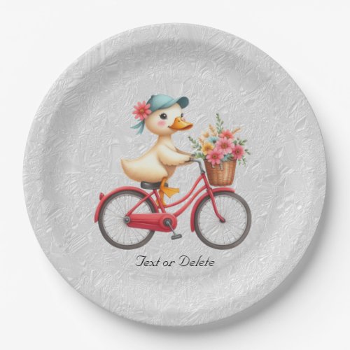 Floral Bicycle Duck Paper Plate