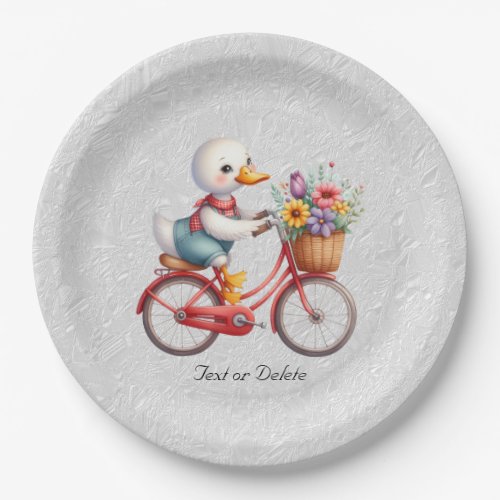 Floral Bicycle Duck Paper Plate