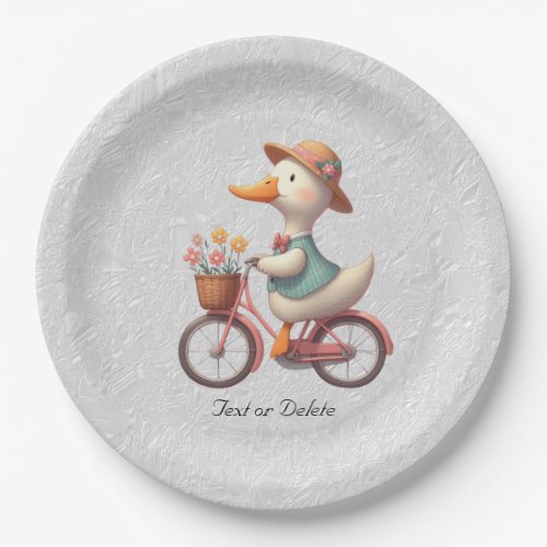 Floral Bicycle Duck Paper Plate