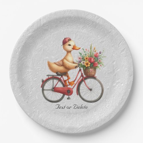 Floral Bicycle Duck Paper Plate