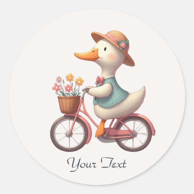 Floral Bicycle Duck Sticker (Front)