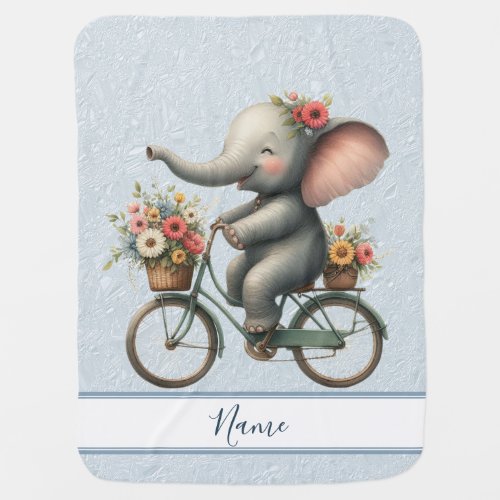 Floral Bicycle Elephant Baby Blanket