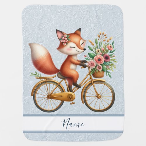 Floral Bicycle Fox Baby Blanket