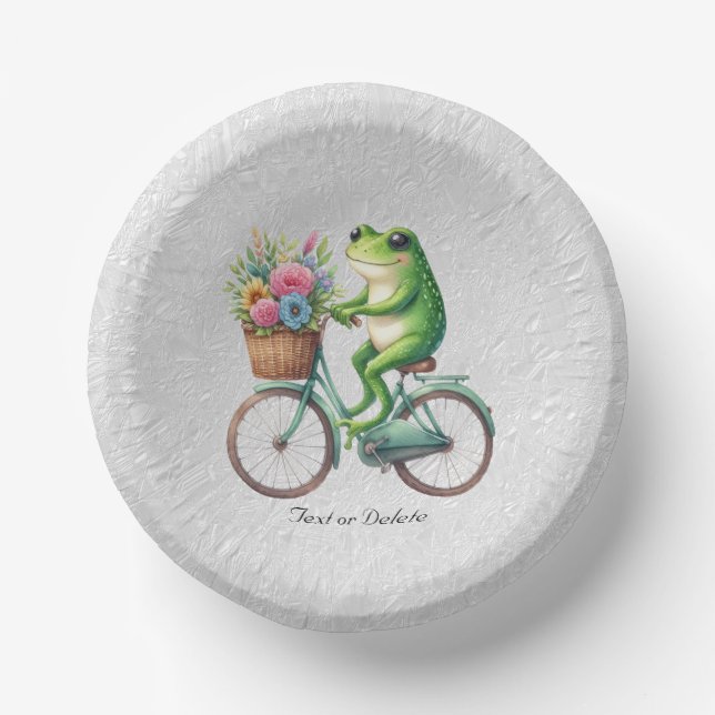 Floral Bicycle Frog Paper Bowl (Front)