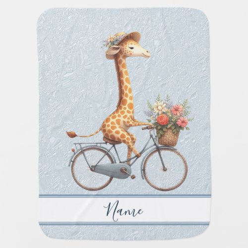 Floral Bicycle Giraffe Baby Blanket